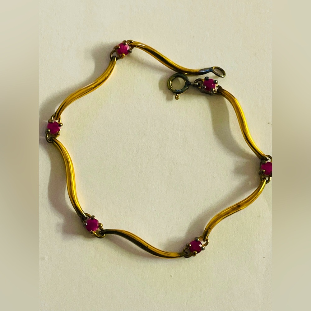 Ross Simons Ruby Bracelet Gold Over Sterling Silv… - image 1
